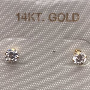14 karat gold cubic zirconia 4mm earrings